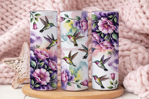 Hummingbird Garden 20oz Tumbler Wrap Sublimation DesignSVG 