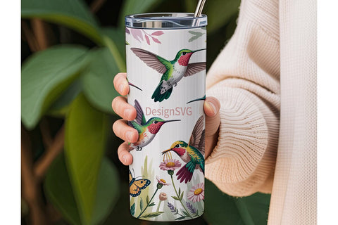 Hummingbird Garden 20oz Tumbler Wrap Sublimation DesignSVG 
