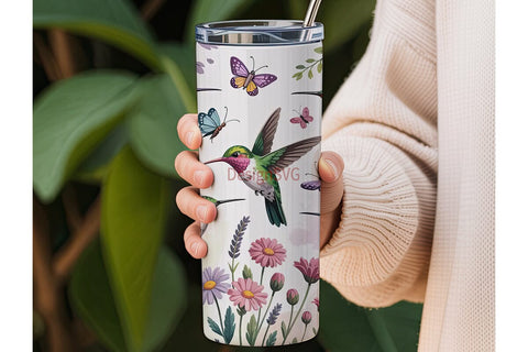 Hummingbird Garden 20oz Tumbler Wrap Sublimation DesignSVG 