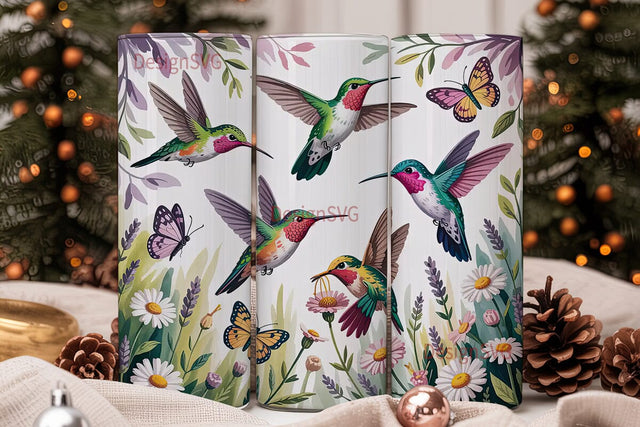 Hummingbird Garden 20oz Tumbler Wrap Sublimation DesignSVG 