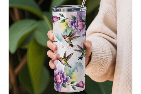 Hummingbird Garden 20oz Tumbler Wrap Sublimation DesignSVG 