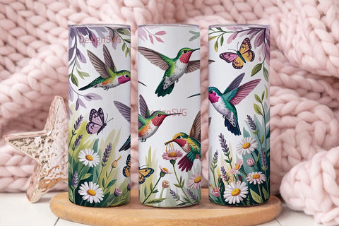 Hummingbird Garden 20oz Tumbler Wrap Sublimation DesignSVG 