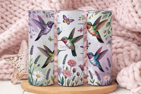 Hummingbird Garden 20oz Tumbler Wrap Sublimation DesignSVG 