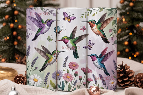 Hummingbird Garden 20oz Tumbler Wrap Sublimation DesignSVG 
