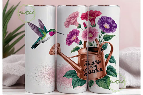 Hummingbird Garden 20oz Tumbler Wrap Sublimation PixelChick 