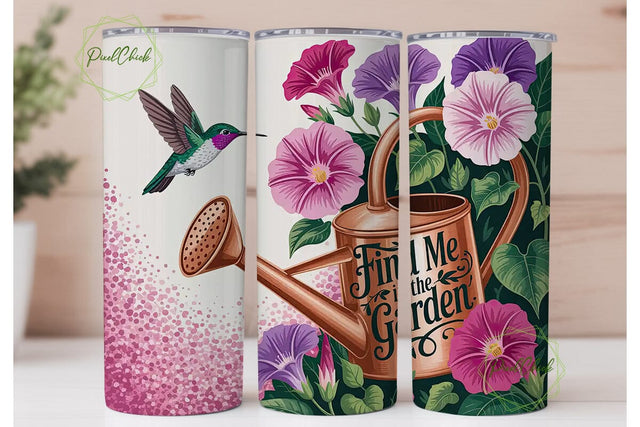Hummingbird Garden 20oz Tumbler Wrap Sublimation PixelChick 