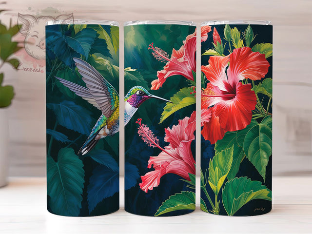 Hummingbird Garden Nature Tumbler, Garden Bird Cup, Floral Nature Design, Hummingbird Art Present, Garden Life Tumbler, Bird Watcher Gift, Spring Bird Cup Sublimation Lara' s Designs 