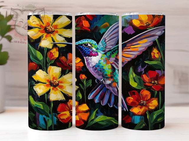 Hummingbird Garden Nature Tumbler, Garden Bird Cup, Floral Nature Design, Hummingbird Art Present, Garden Life Tumbler, Bird Watcher Gift, Spring Bird Cup Sublimation Lara' s Designs 