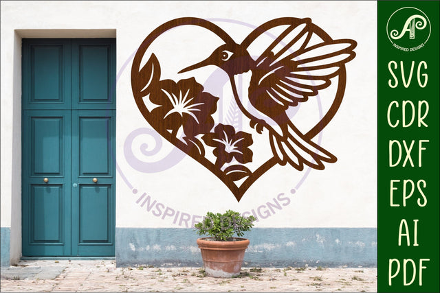 Hummingbird heart wall sign, SVG file. SVG APInspireddesigns 
