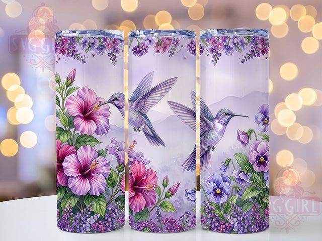Hummingbird Hibiscus 20oz Tumbler, Tropical Bird, Vibrant Blooms, Exotic Garden, Red And Green, Lush Nature, Colorful Flight, Sublimation Wrap Sublimation SvggirlplusArt 