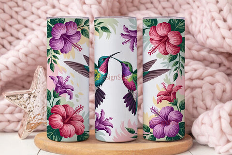 Hummingbird & Hibiscus 20oz Tumbler Wrap Sublimation DesignSVG 