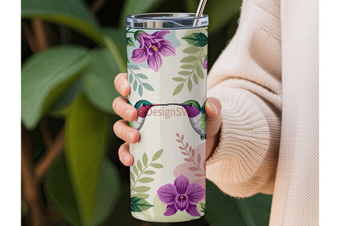 Hummingbird & Hibiscus 20oz Tumbler Wrap Sublimation DesignSVG 