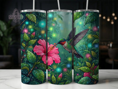 Hummingbird Hibiscus Rain 20oz Tumbler, Hummingbird Hibiscus, Hibiscus Rain, Hummingbird Tumbler, 20oz Tumbler, Rain Tumbler, Floral Hummingbird, Tumbler Wrap Sublimation SvggirlplusArt 