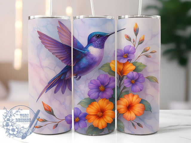 Hummingbird & Hibiscus Tumbler Wrap, Hibiscus Flower Tumbler, Floral Tumbler Design, 20oz Tumbler Sublimation, Tropical Bird Tumbler Wrap, Nature Tumbler Design, Hummingbird Sublimation Wrap Sublimation ToriDesigns 