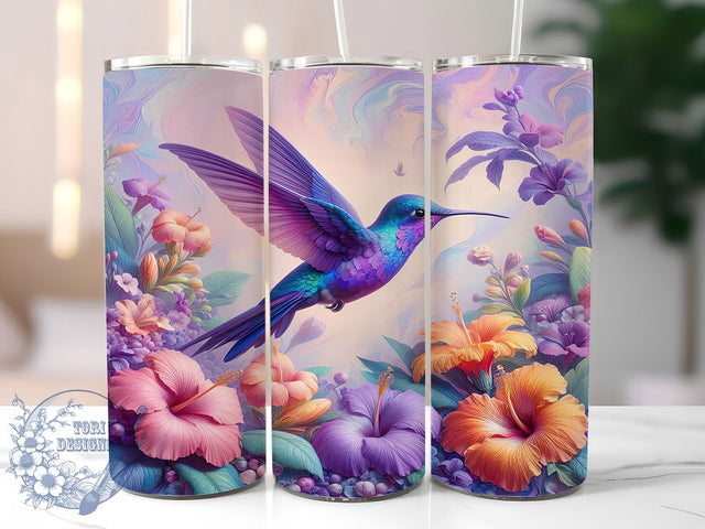 Hummingbird & Hibiscus Tumbler Wrap, Hibiscus Flower Tumbler, Floral Tumbler Design, 20oz Tumbler Sublimation, Tropical Bird Tumbler Wrap, Nature Tumbler Design, Hummingbird Sublimation Wrap Sublimation ToriDesigns 