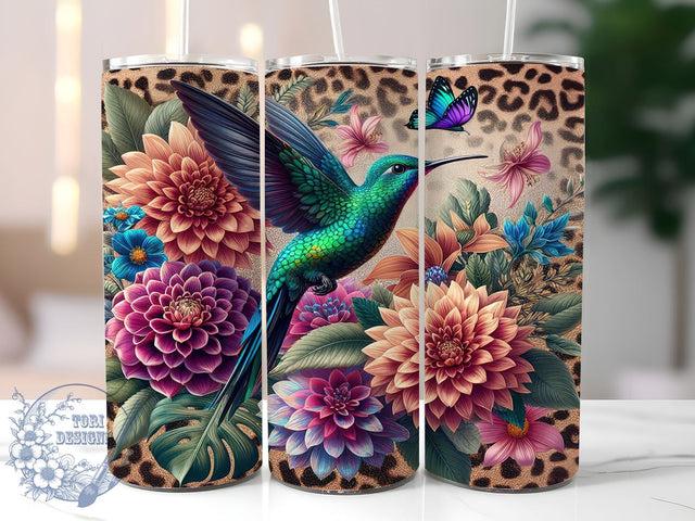 Hummingbird Leopard Tumbler Wrap, Tumbler Wrap, Sublimation Design, 20oz Skinny Tumbler Wrap, Tumbler template, Digital Download Sublimation ToriDesigns 