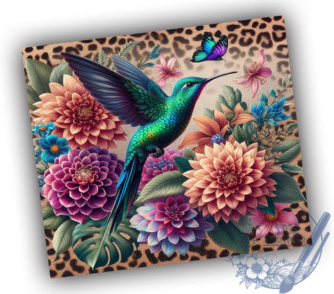 Hummingbird Leopard Tumbler Wrap, Tumbler Wrap, Sublimation Design, 20oz Skinny Tumbler Wrap, Tumbler template, Digital Download Sublimation ToriDesigns 