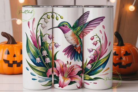Hummingbird & Lily 20oz Tumbler Wrap Sublimation PixelChick 