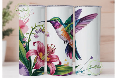 Hummingbird & Lily 20oz Tumbler Wrap Sublimation PixelChick 