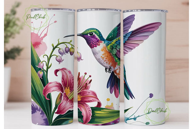 Hummingbird & Lily 20oz Tumbler Wrap Sublimation PixelChick 