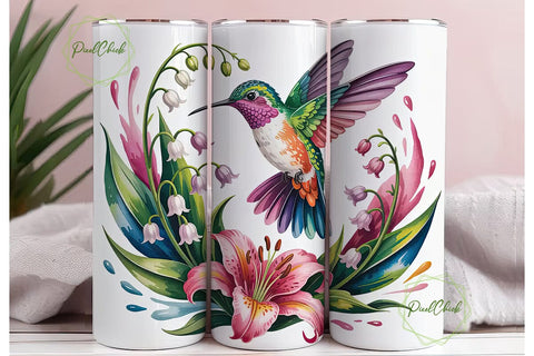 Hummingbird & Lily 20oz Tumbler Wrap Sublimation PixelChick 
