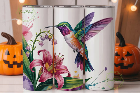 Hummingbird & Lily 20oz Tumbler Wrap Sublimation PixelChick 