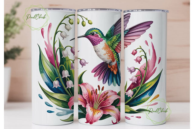 Hummingbird & Lily 20oz Tumbler Wrap Sublimation PixelChick 