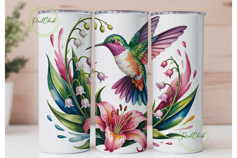 Hummingbird & Lily 20oz Tumbler Wrap Sublimation PixelChick 