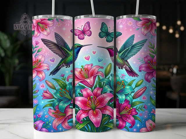 Hummingbird Lily Fantasy 20oz Tumbler, Hummingbird Lily, Lily Fantasy, Hummingbird Tumbler, 20oz Tumbler, Fantasy Tumbler, Lily Tumbler, Tumbler Wrap Sublimation SvggirlplusArt 