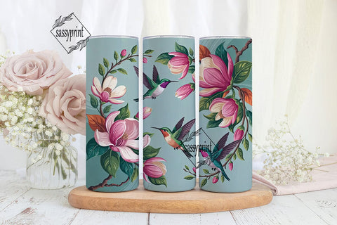 Hummingbird & Magnolia 20oz Tumbler Wrap Sublimation sassyprint 