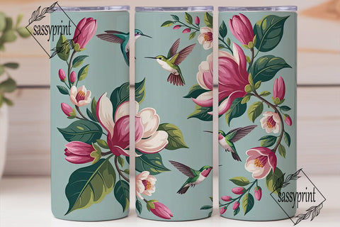 Hummingbird & Magnolia 20oz Tumbler Wrap Sublimation sassyprint 