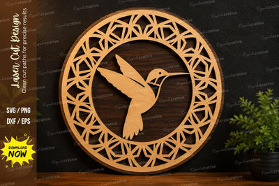 Hummingbird Mandala Circle Laser Cut SVG Design SVG Regulrcrative 