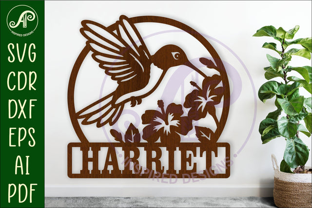 Hummingbird name wall art sign, SVG personalized sign SVG APInspireddesigns 