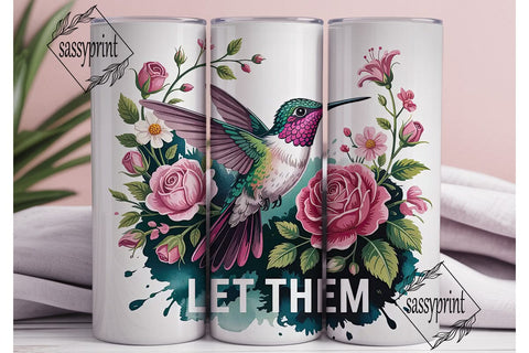 Hummingbird & Roses 20oz Tumbler Wrap Sublimation sassyprint 