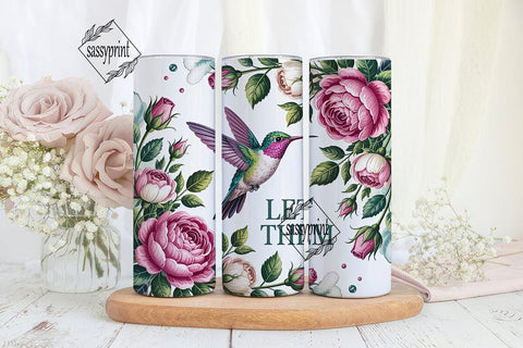 Hummingbird & Roses 20oz Tumbler Wrap Sublimation sassyprint 