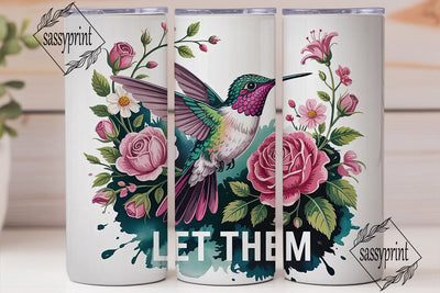 Hummingbird & Roses 20oz Tumbler Wrap Sublimation sassyprint 