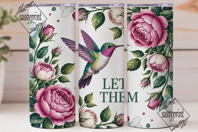 Hummingbird & Roses 20oz Tumbler Wrap Sublimation sassyprint 