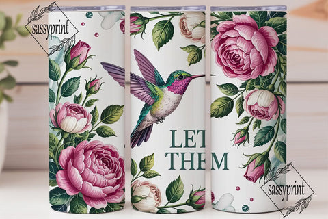 Hummingbird & Roses 20oz Tumbler Wrap Sublimation sassyprint 