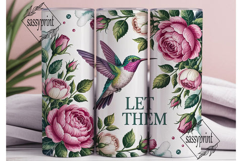 Hummingbird & Roses 20oz Tumbler Wrap Sublimation sassyprint 