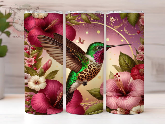 Hummingbird Scaled Nature 20oz Tumbler Wrap, Patterned Wings, Brown and Green, Scaled Pattern, Nature Wrap, 20oz Tumbler Wrap, Sublimation PNG Sublimation Lara' s Designs 