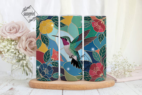 Hummingbird Stained Glass 20oz Tumbler Sublimation sassyprint 