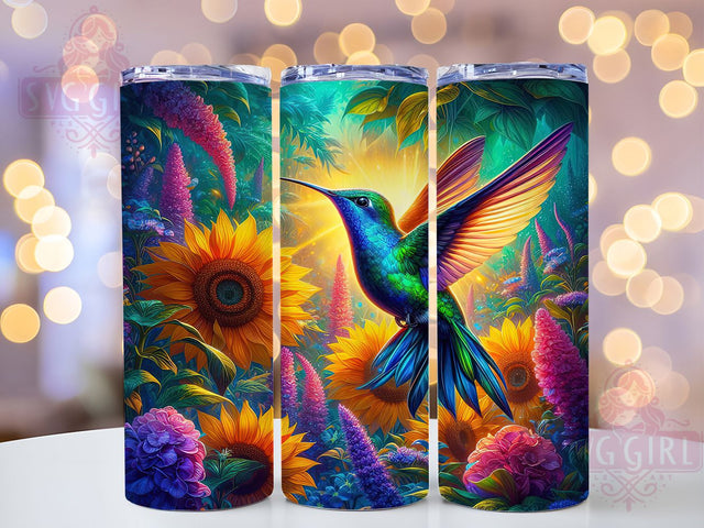 Hummingbird Sunflower 20oz Tumbler, Floral Bird Cup Wrap, Nature Sunflower Design, Sublimation Tumbler Wrap, 20Oz Tumbler Design, Artistic Bird Cup, Stylish Sunflower Wrap Sublimation SvggirlplusArt 