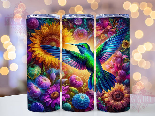 Hummingbird Sunflower 20oz Tumbler, Floral Bird Cup Wrap, Nature Sunflower Design, Sublimation Tumbler Wrap, 20Oz Tumbler Design, Artistic Bird Cup, Stylish Sunflower Wrap Sublimation SvggirlplusArt 