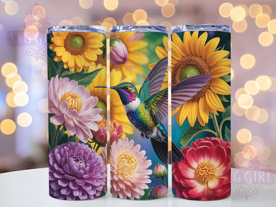 Hummingbird Sunflower 20oz Tumbler, Floral Bird Cup Wrap, Nature Sunflower Design, Sublimation Tumbler Wrap, 20Oz Tumbler Design, Artistic Bird Cup, Stylish Sunflower Wrap Sublimation SvggirlplusArt 