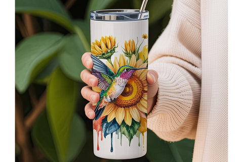 Hummingbird Sunflower 20oz Tumbler Wrap Sublimation DesignSVG 