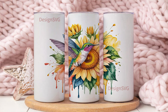 Hummingbird Sunflower 20oz Tumbler Wrap Sublimation DesignSVG 