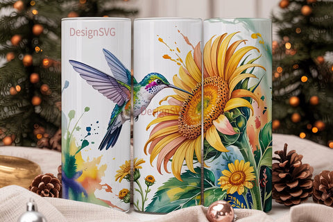 Hummingbird Sunflower 20oz Tumbler Wrap Sublimation DesignSVG 