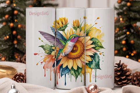 Hummingbird Sunflower 20oz Tumbler Wrap Sublimation DesignSVG 