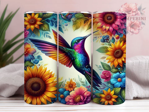 Hummingbird Sunflowers 20oz Tumbler Wrap PNG, Hummingbird Tumbler Png, Straight & Tapered Tumbler Wrap, Instant Digital Download Sublimation Li Zamperini 