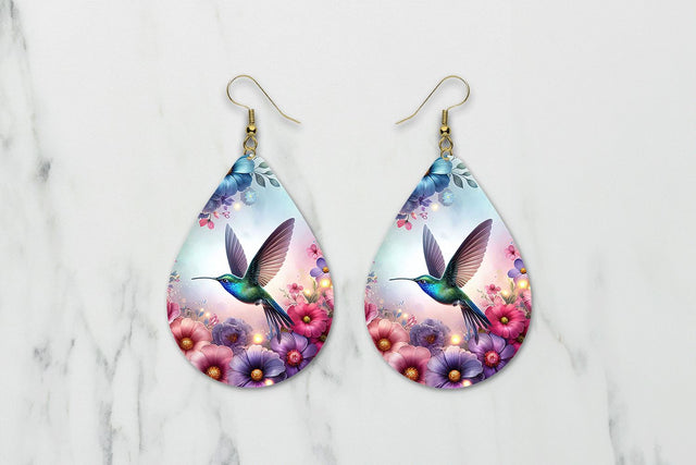 Hummingbird Teardrop Earrings Sublimation PNG Sublimation BijouBay 